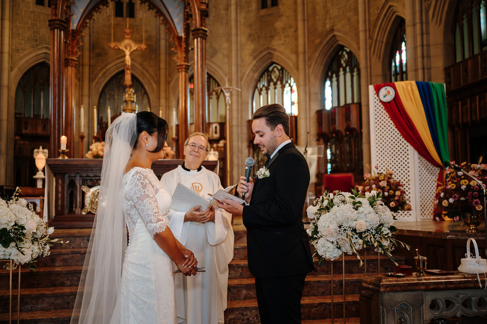 Wedding ceremony at Sainte-Cécile Basilica-Cathedral in Salaberry-de-Valleyfield, Quebec